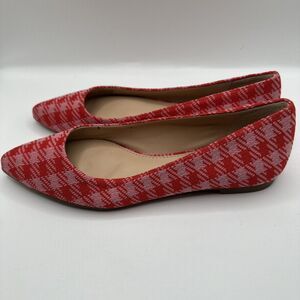 Gianni Binni Red Pink houndstooth ballet Flats  Sz 6